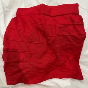 Red knit mini skirt